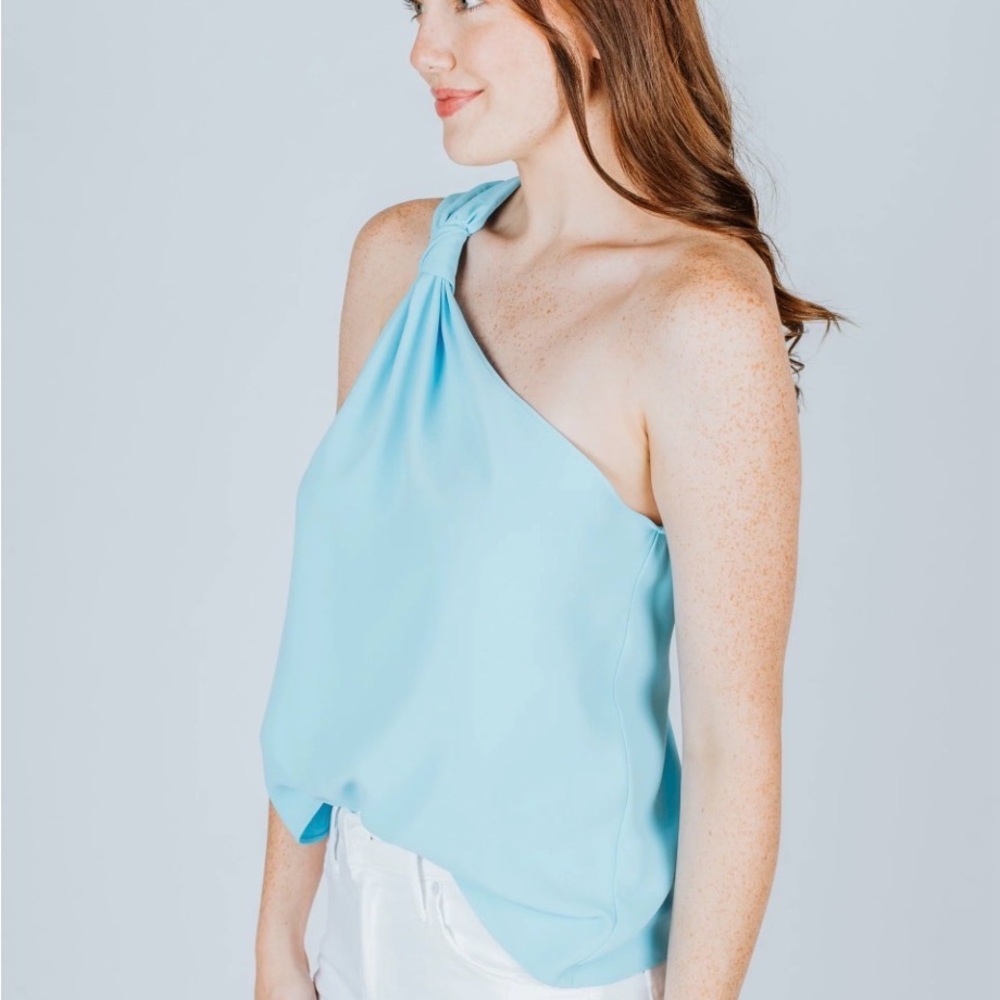 Amanda Uprichard Elegant Blue One-Shoulder Top